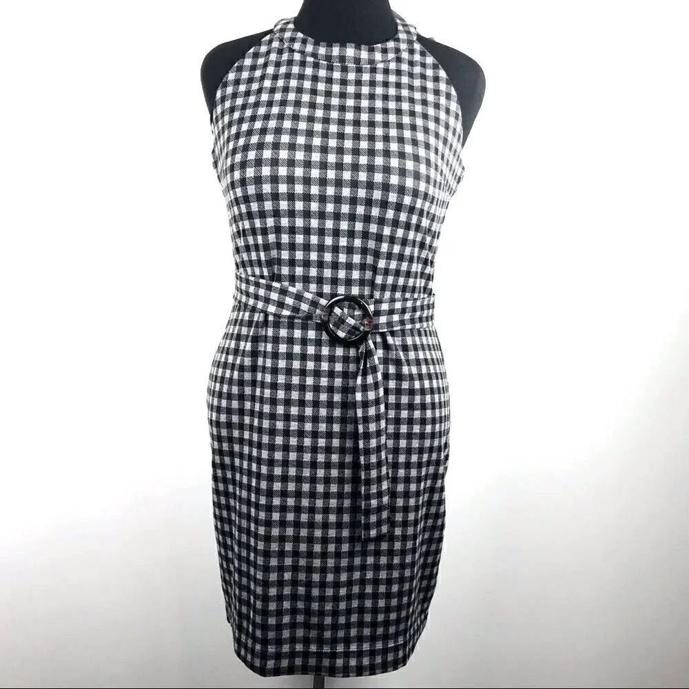 ee:somme Hawthorne Collection Gray and black plaid sleeveless dress - NEW